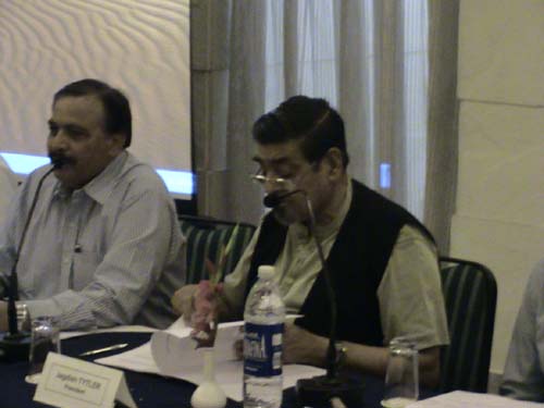 Shri. Jagdish Tytler, President and Shri. Mukesh Kumar, General Secretary, JFI, during the General Body Meeting of JFI on 5th October 2008 at Haridwar, Uttarakhand
