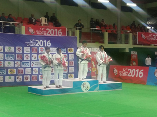 Medal Ceremony of below 48Kg, South Asia Games 2016, Shillong